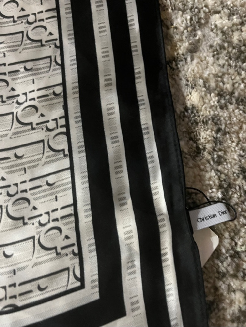 Dior Black and White Logo Silk Scarf - Picture 2 of 2